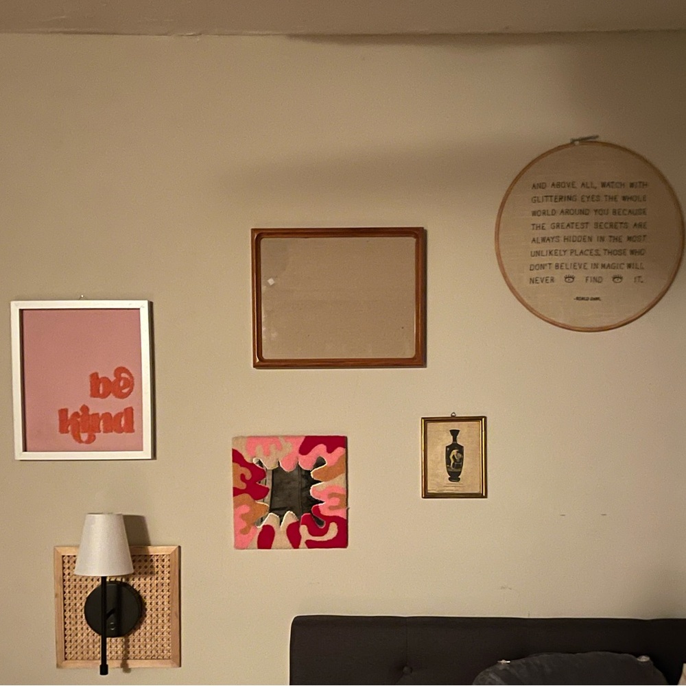 Wall Art Gallery Set with Pink Accent Print